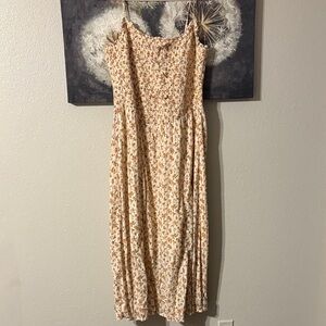 American Eagle Outfitters Floral Tan Maxi Dress